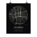Columbus, Ohio City Map Print — Noir Black Street Map Wall Art