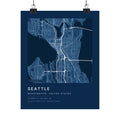 Seattle, Washington City Map Print — Blueprint Navy Street Map Wall Art