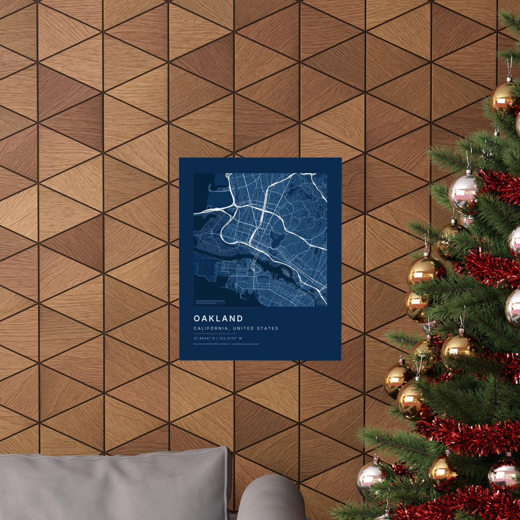 Oakland, California City Map Print — Blueprint Navy Street Map Wall Art