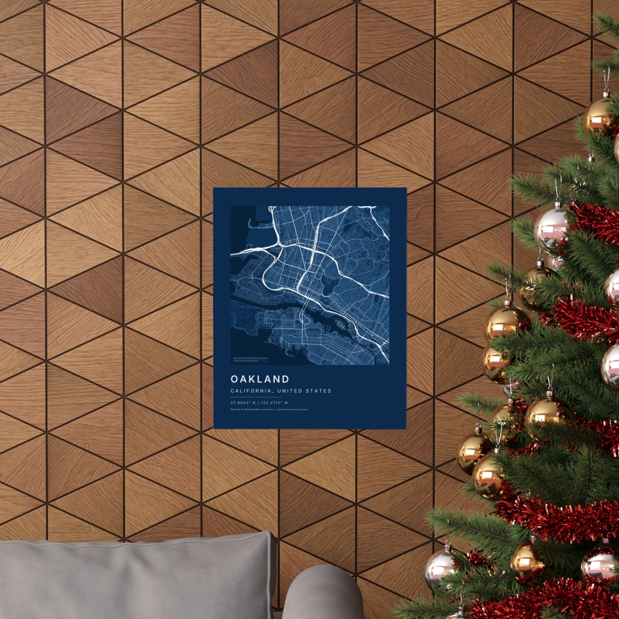 Oakland, California City Map Print — Blueprint Navy Street Map Wall Art