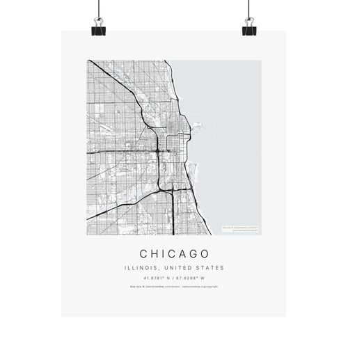 Chicago, Illinois City Map Print — Minimalist Street Map Wall Art