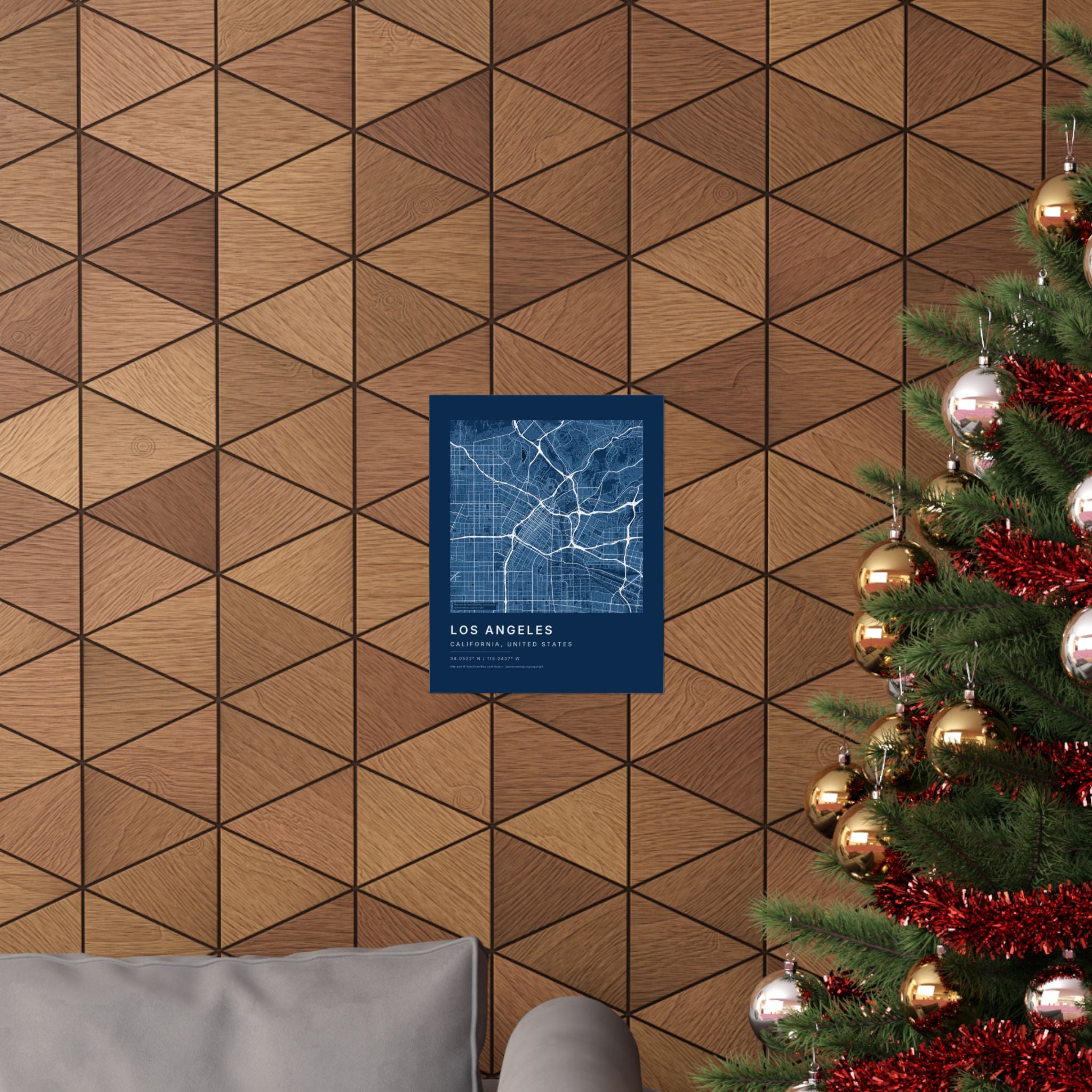 Los Angeles, California City Map Print — Blueprint Navy Street Map Wall Art
