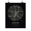 Houston, Texas City Map Print — Noir Black Street Map Wall Art