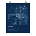 Tulsa, Oklahoma City Map Print — Blueprint Navy Street Map Wall Art