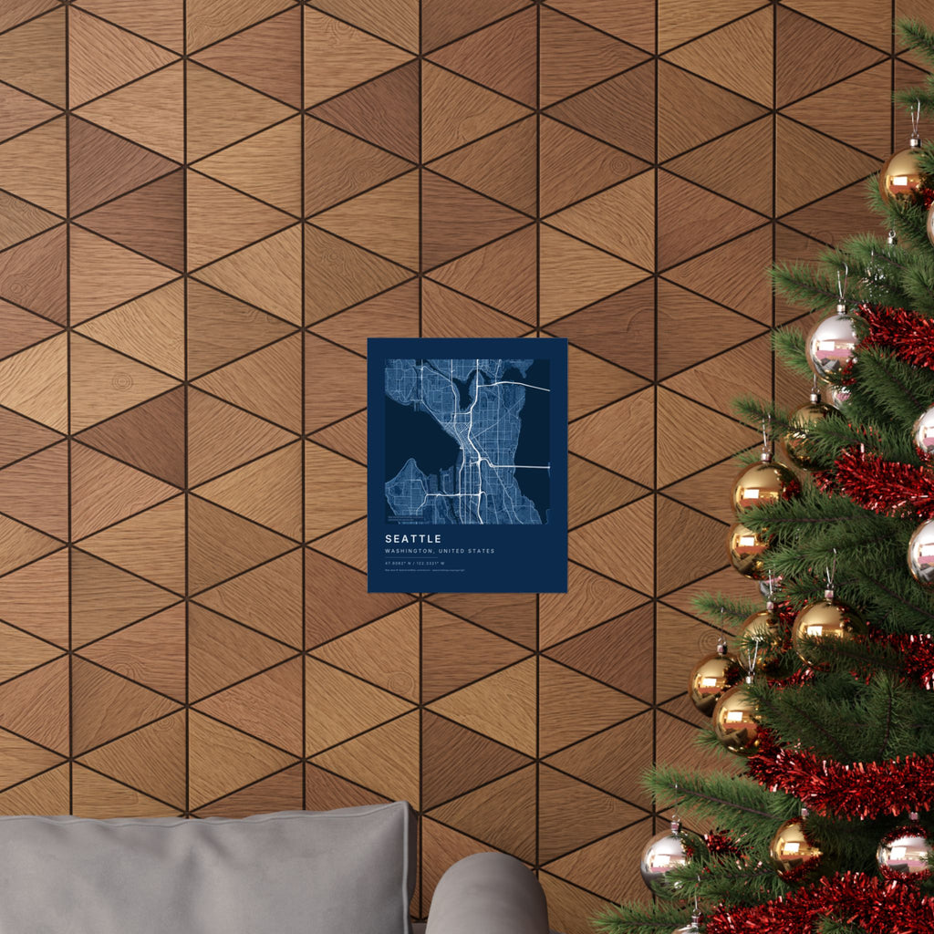 Seattle, Washington City Map Print — Blueprint Navy Street Map Wall Art