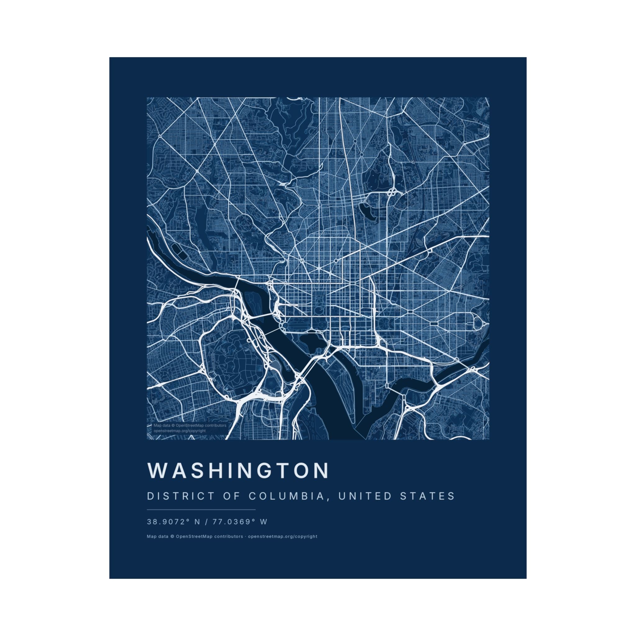 Washington, District of Columbia City Map Print — Blueprint Navy Street Map Wall Art