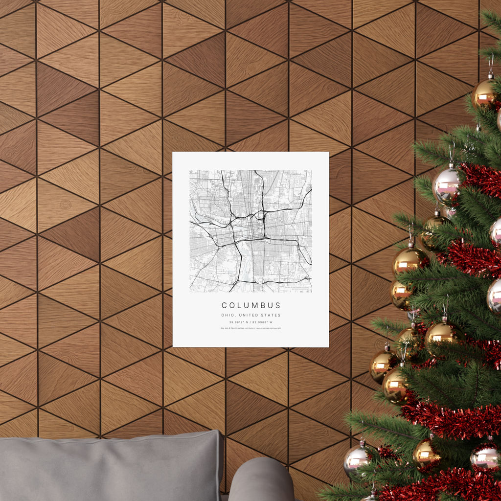 Columbus, Ohio City Map Print — Minimalist Street Map Wall Art