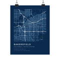Bakersfield, California City Map Print — Blueprint Navy Street Map Wall Art