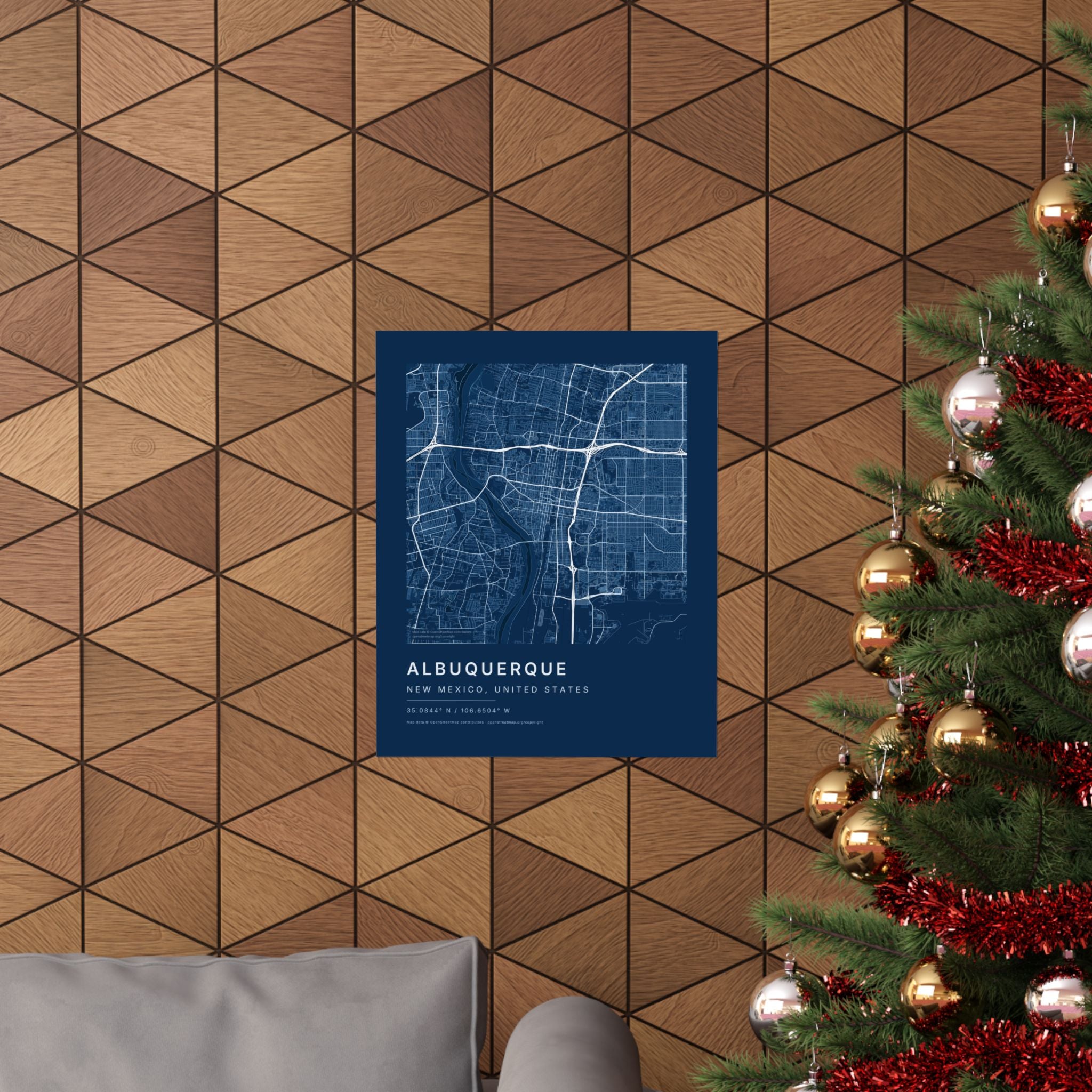 Albuquerque, New Mexico City Map Print — Blueprint Navy Street Map Wall Art