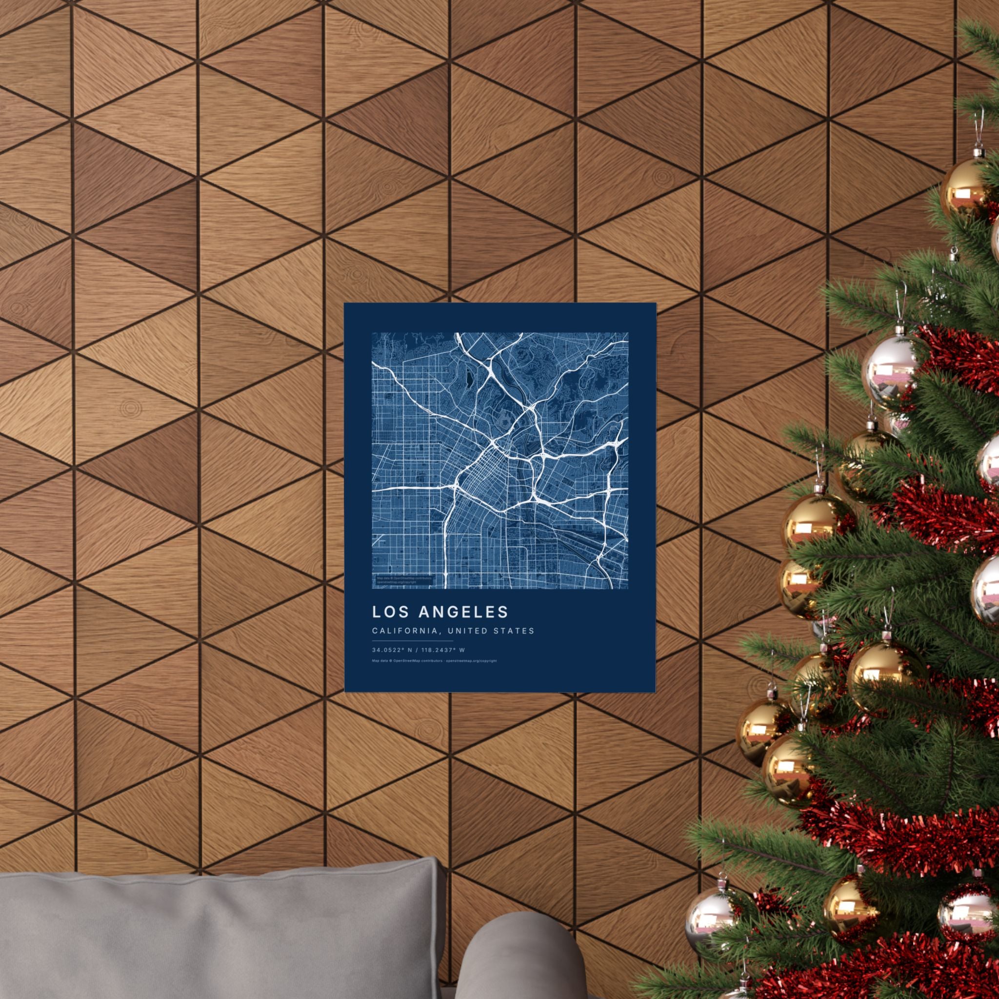 Los Angeles, California City Map Print — Blueprint Navy Street Map Wall Art