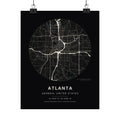Atlanta, Georgia City Map Print — Noir Black Street Map Wall Art