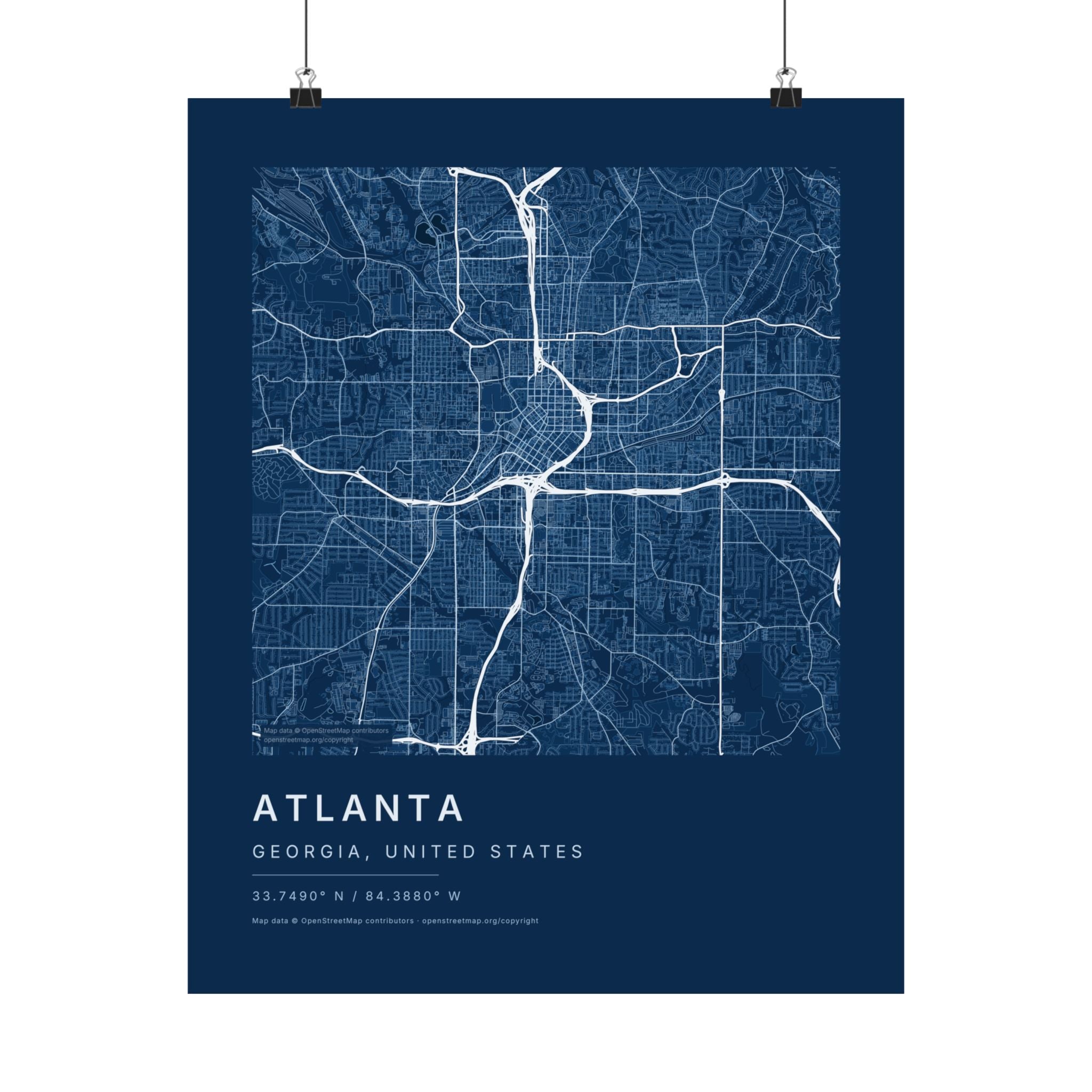 Atlanta, Georgia City Map Print — Blueprint Navy Street Map Wall Art