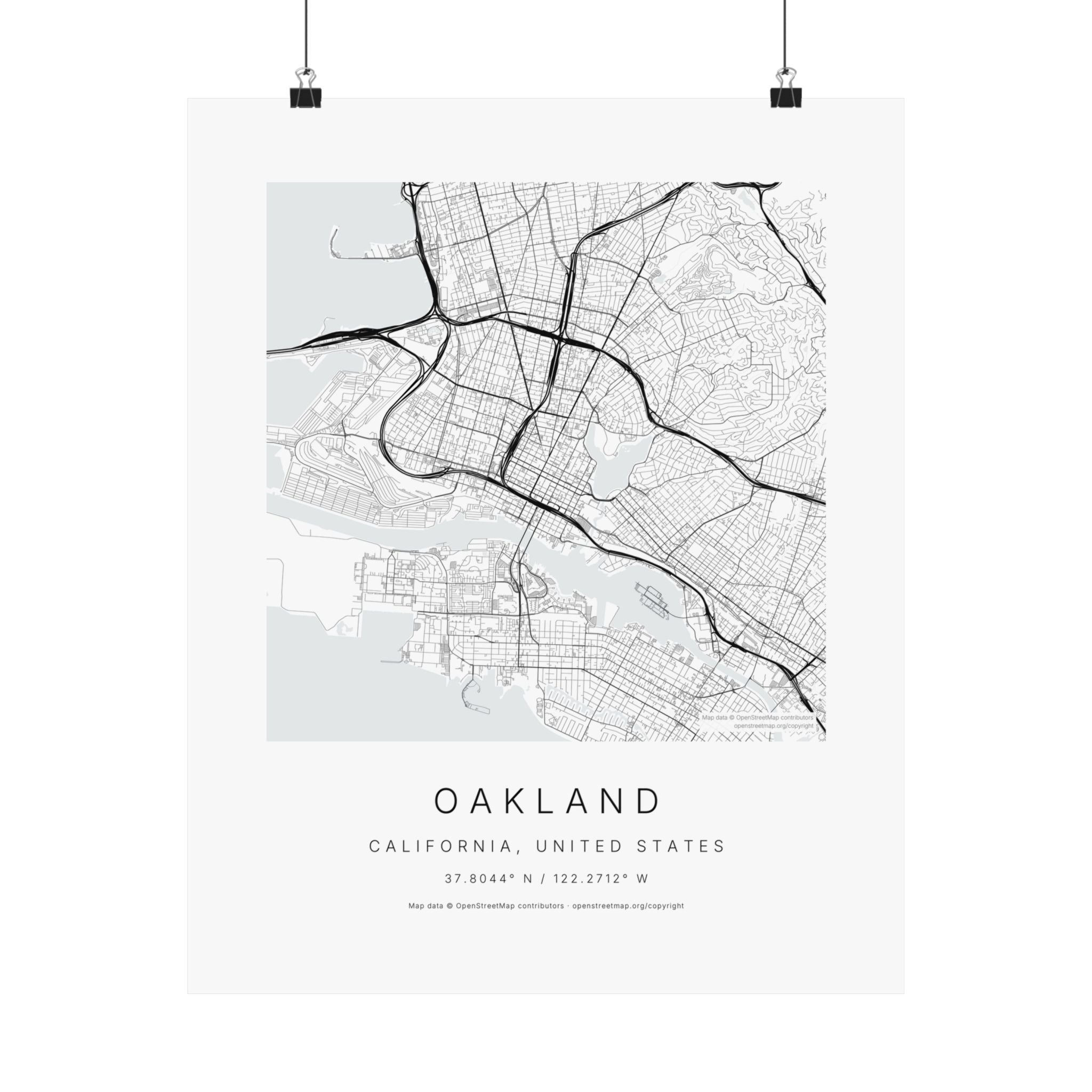 Oakland, California City Map Print — Minimalist Street Map Wall Art