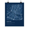 Austin, Texas City Map Print — Blueprint Navy Street Map Wall Art
