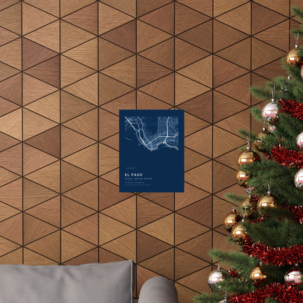 El Paso, Texas City Map Print — Blueprint Navy Street Map Wall Art