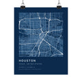 Houston, Texas City Map Print — Blueprint Navy Street Map Wall Art