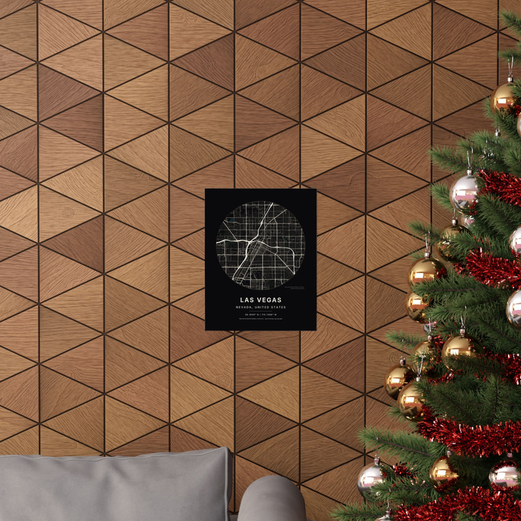 Las Vegas, Nevada City Map Print — Noir Black Street Map Wall Art