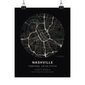 Nashville, Tennessee City Map Print — Noir Black Street Map Wall Art