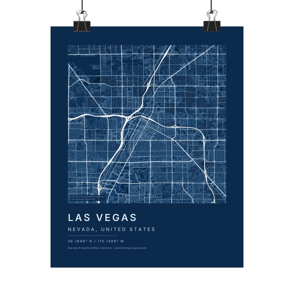 Las Vegas, Nevada City Map Print — Blueprint Navy Street Map Wall Art