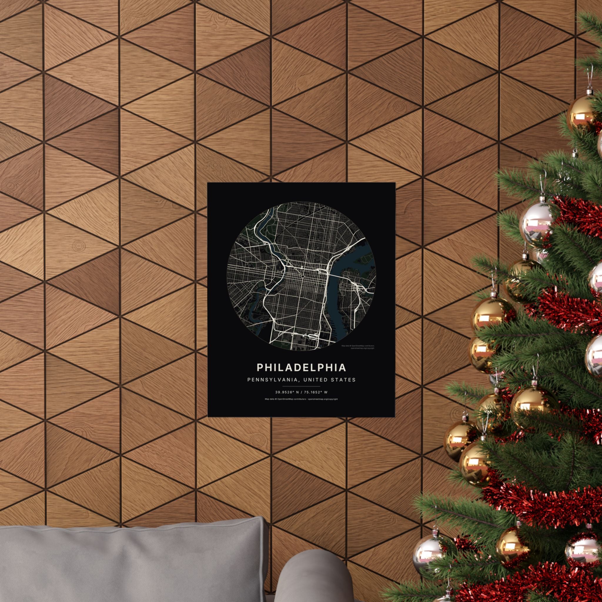 Philadelphia, Pennsylvania City Map Print — Noir Black Street Map Wall Art