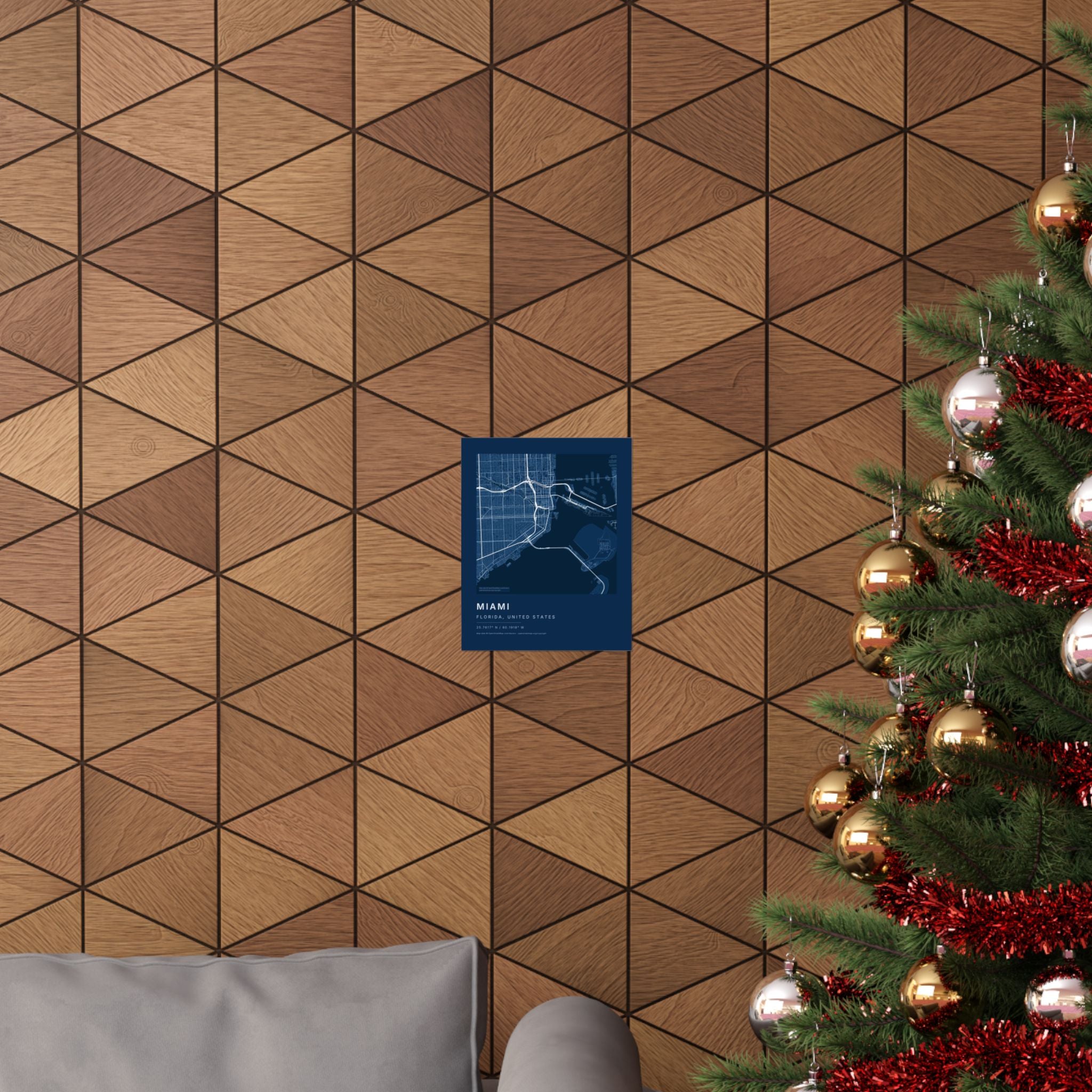 Miami, Florida City Map Print — Blueprint Navy Street Map Wall Art
