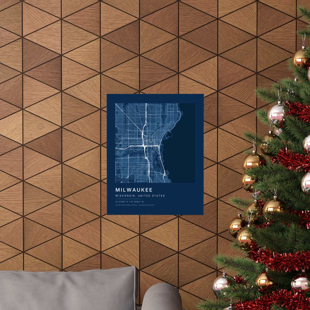 Milwaukee, Wisconsin City Map Print — Blueprint Navy Street Map Wall Art