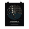 Long Beach, California City Map Print — Noir Black Street Map Wall Art