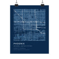 Phoenix, Arizona City Map Print — Blueprint Navy Street Map Wall Art