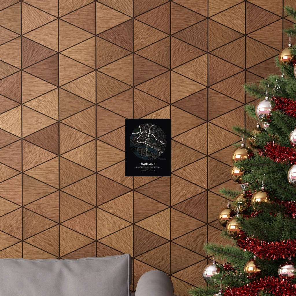 Oakland, California City Map Print — Noir Black Street Map Wall Art