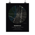 Memphis, Tennessee City Map Print — Noir Black Street Map Wall Art