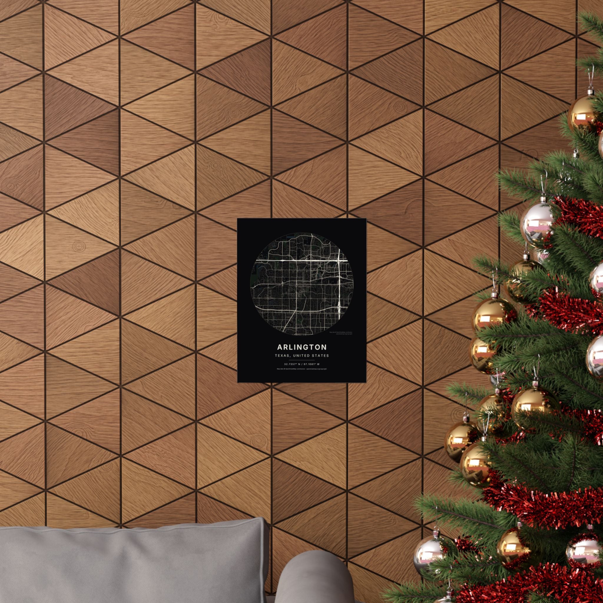 Arlington, Texas City Map Print — Noir Black Street Map Wall Art