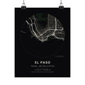 El Paso, Texas City Map Print — Noir Black Street Map Wall Art