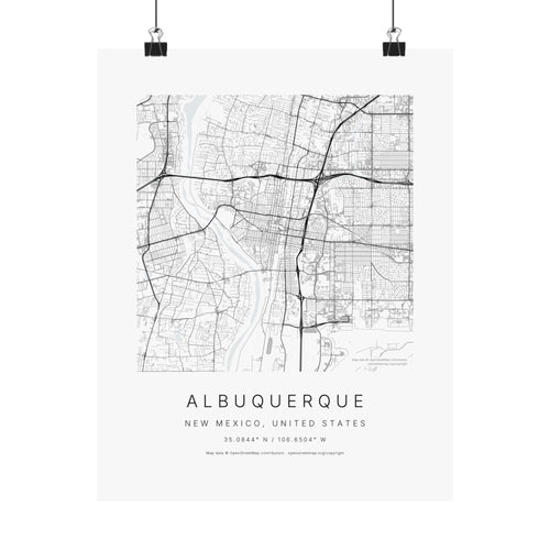 Albuquerque, New Mexico City Map Print — Minimalist Street Map Wall Art