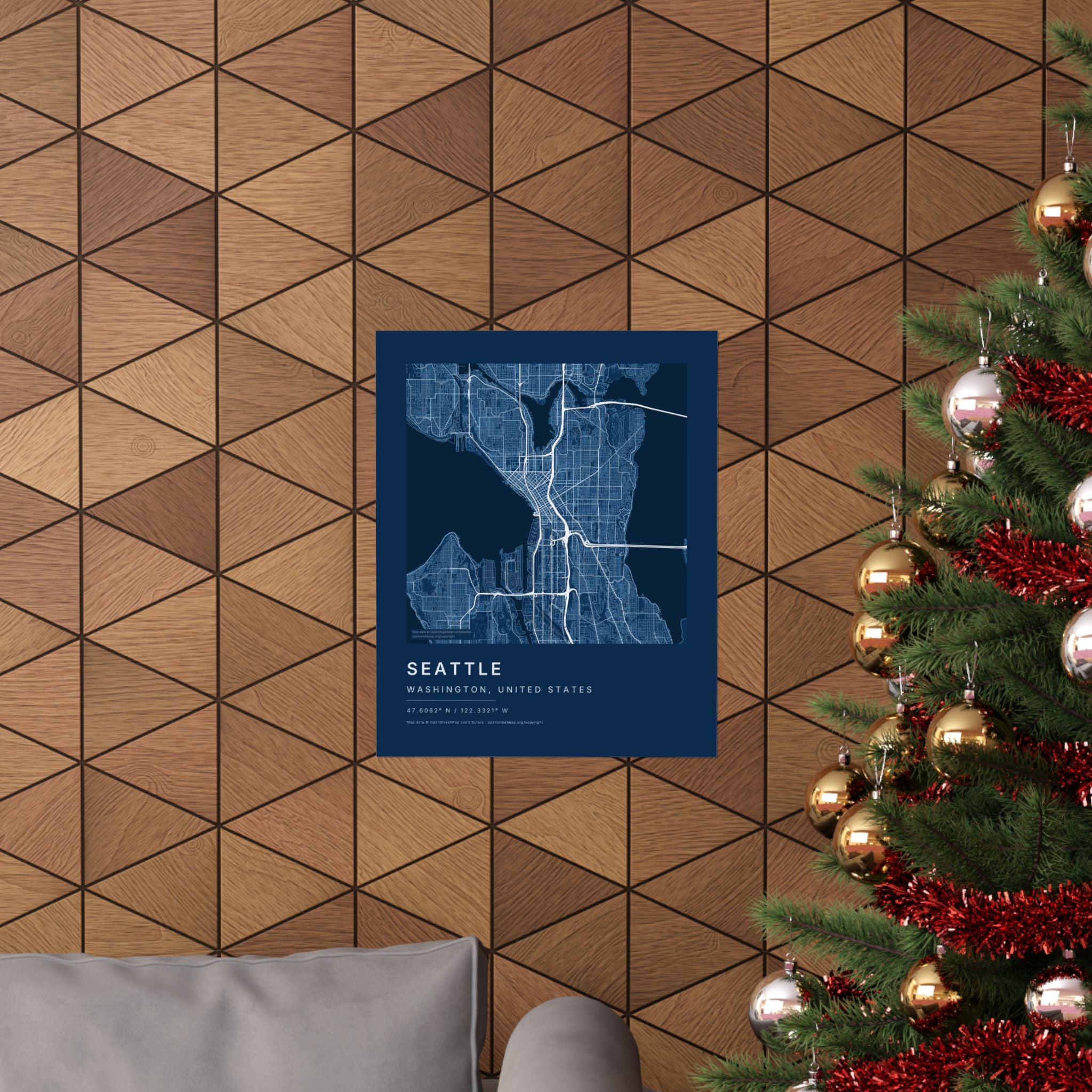 Seattle, Washington City Map Print — Blueprint Navy Street Map Wall Art