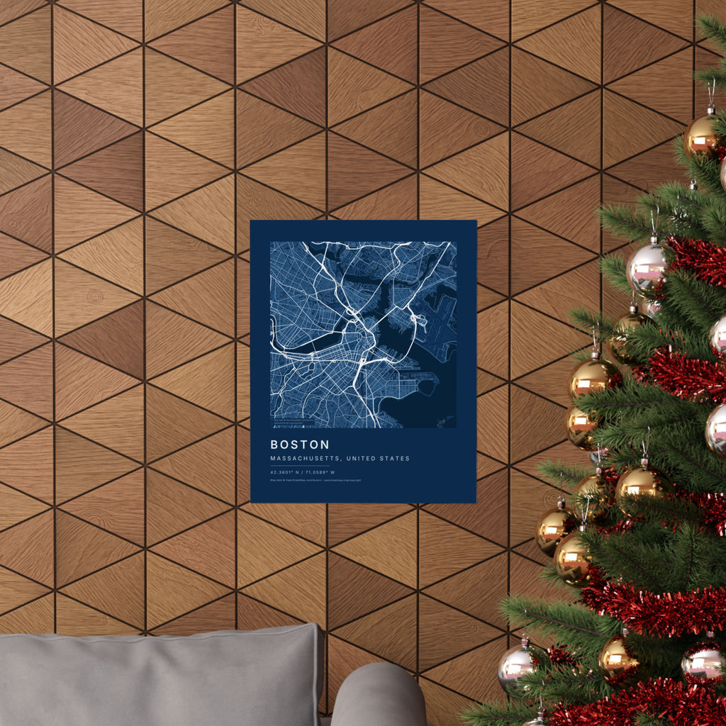 Boston, Massachusetts City Map Print — Blueprint Navy Street Map Wall Art