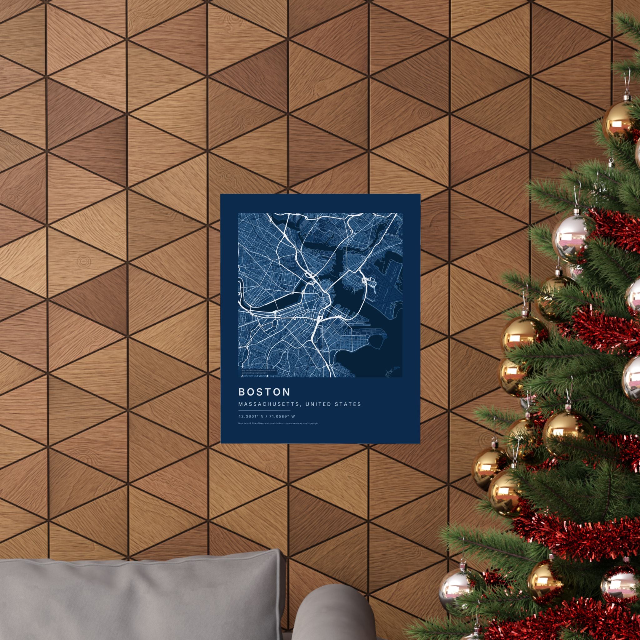 Boston, Massachusetts City Map Print — Blueprint Navy Street Map Wall Art