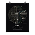 Omaha, Nebraska City Map Print — Noir Black Street Map Wall Art