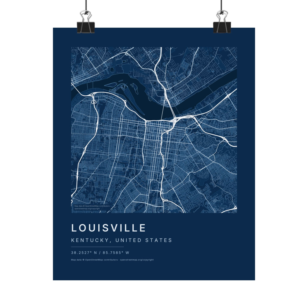 Louisville, Kentucky City Map Print — Blueprint Navy Street Map Wall Art