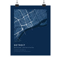 Detroit, Michigan City Map Print — Blueprint Navy Street Map Wall Art