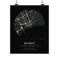 Detroit, Michigan City Map Print — Noir Black Street Map Wall Art