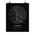 Tucson, Arizona City Map Print — Noir Black Street Map Wall Art