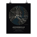 Jacksonville, Florida City Map Print — Noir Black Street Map Wall Art