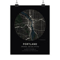 Portland, Oregon City Map Print — Noir Black Street Map Wall Art