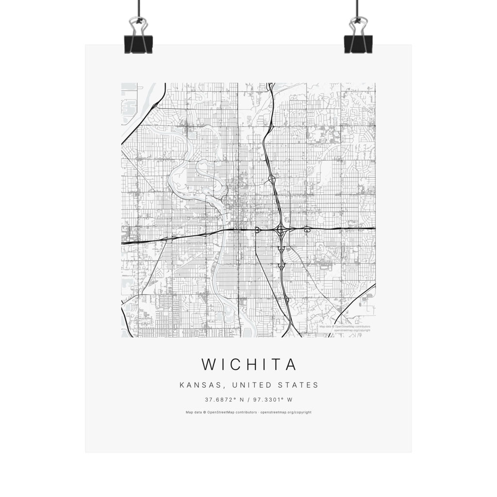 Wichita, Kansas City Map Print — Minimalist Street Map Wall Art