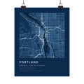 Portland, Oregon City Map Print — Blueprint Navy Street Map Wall Art