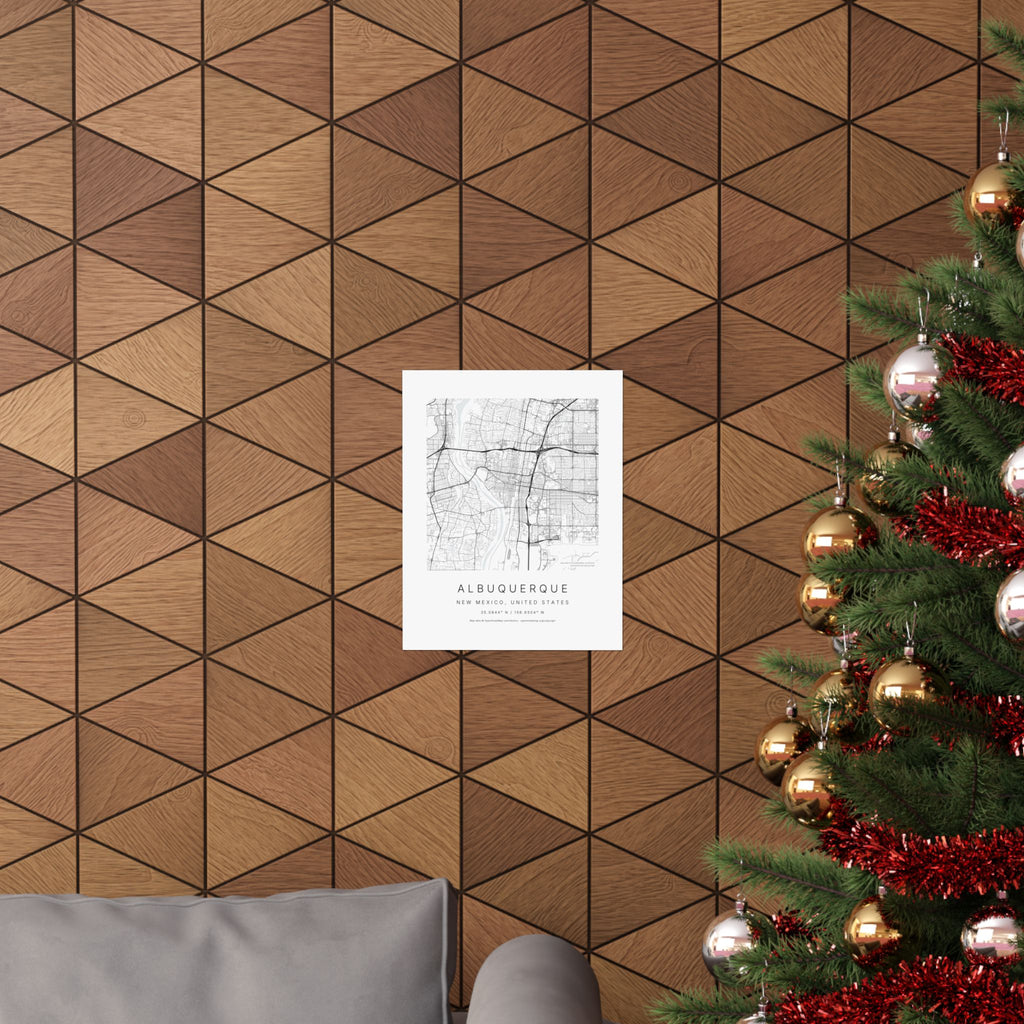 Albuquerque, New Mexico City Map Print — Minimalist Street Map Wall Art