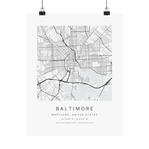 Baltimore, Maryland City Map Print — Minimalist Street Map Wall Art