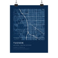 Tucson, Arizona City Map Print — Blueprint Navy Street Map Wall Art