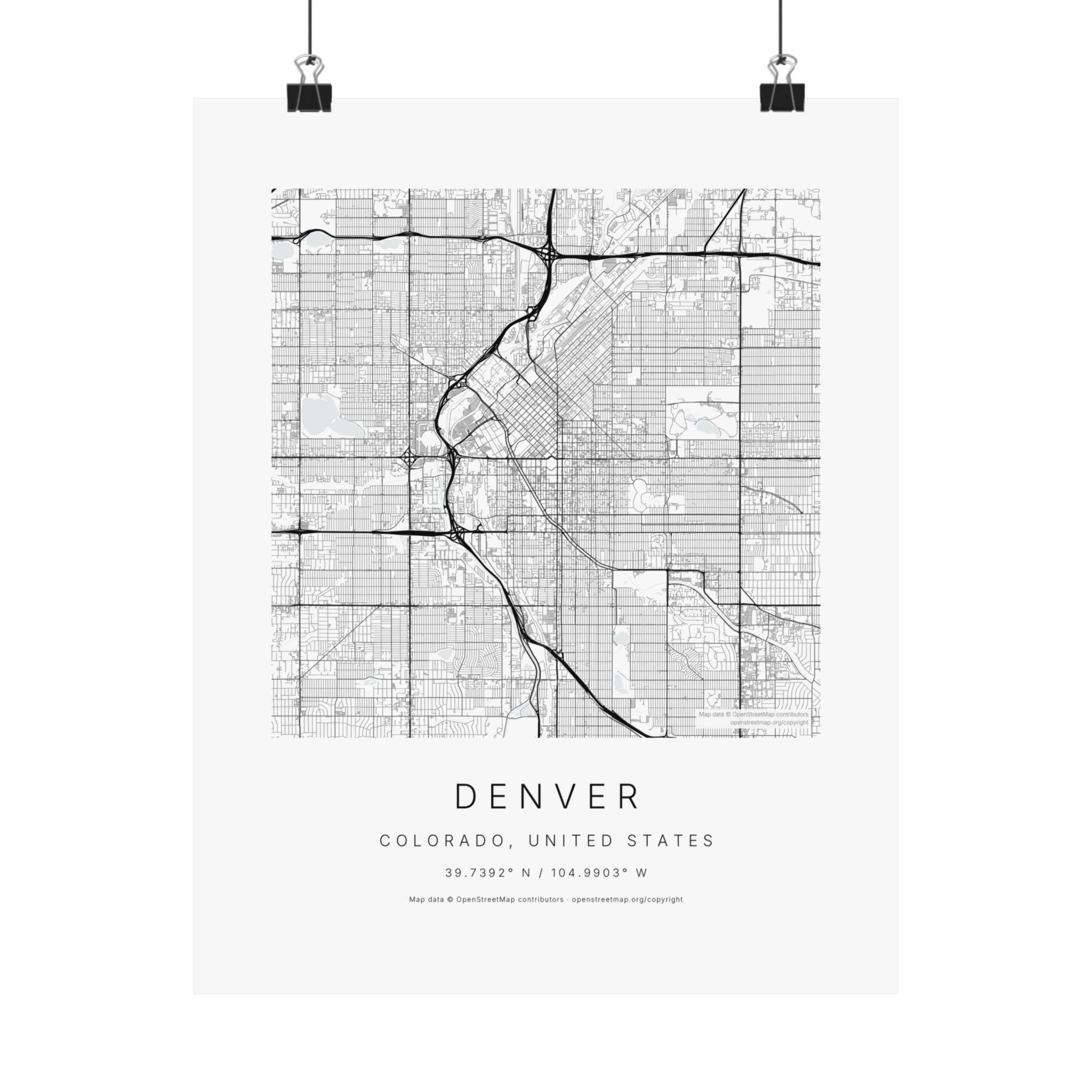 Denver, Colorado City Map Print — Minimalist Street Map Wall Art