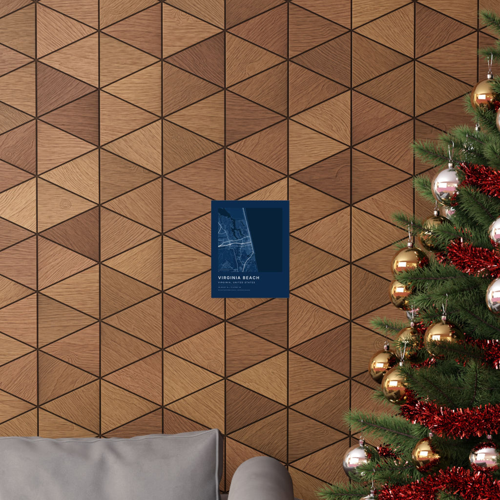 Virginia Beach, Virginia City Map Print — Blueprint Navy Street Map Wall Art
